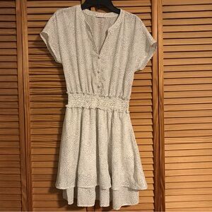 Sienna Sky White Mini Dress with Subtle Pattern